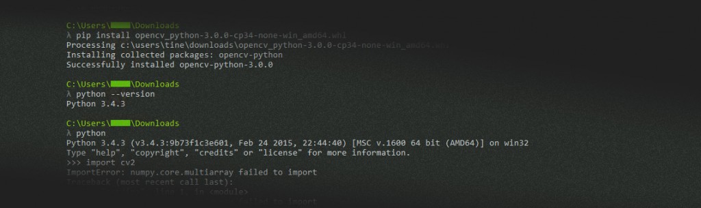 Как установить opencv python на windows